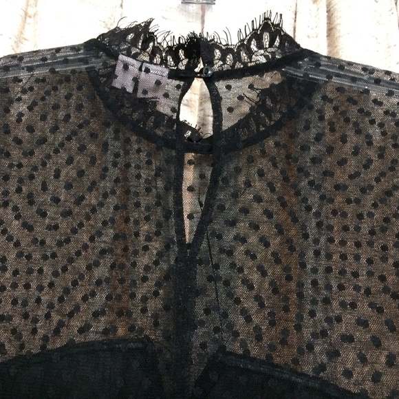 Melrose and Market Black Velvet Sheer Dot Blouse - Picture 5 of 6